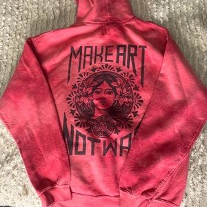 Acid Wash Obey Hoodie “Make Art Not War”